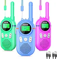 Walkie Talkies for Kids Rechargeable 3 Pack, Providing 48hrs Working Time and Long Range of 3KMs, Best Gift for Kids Aged 3-12 Years (Blue+Green+Purple)