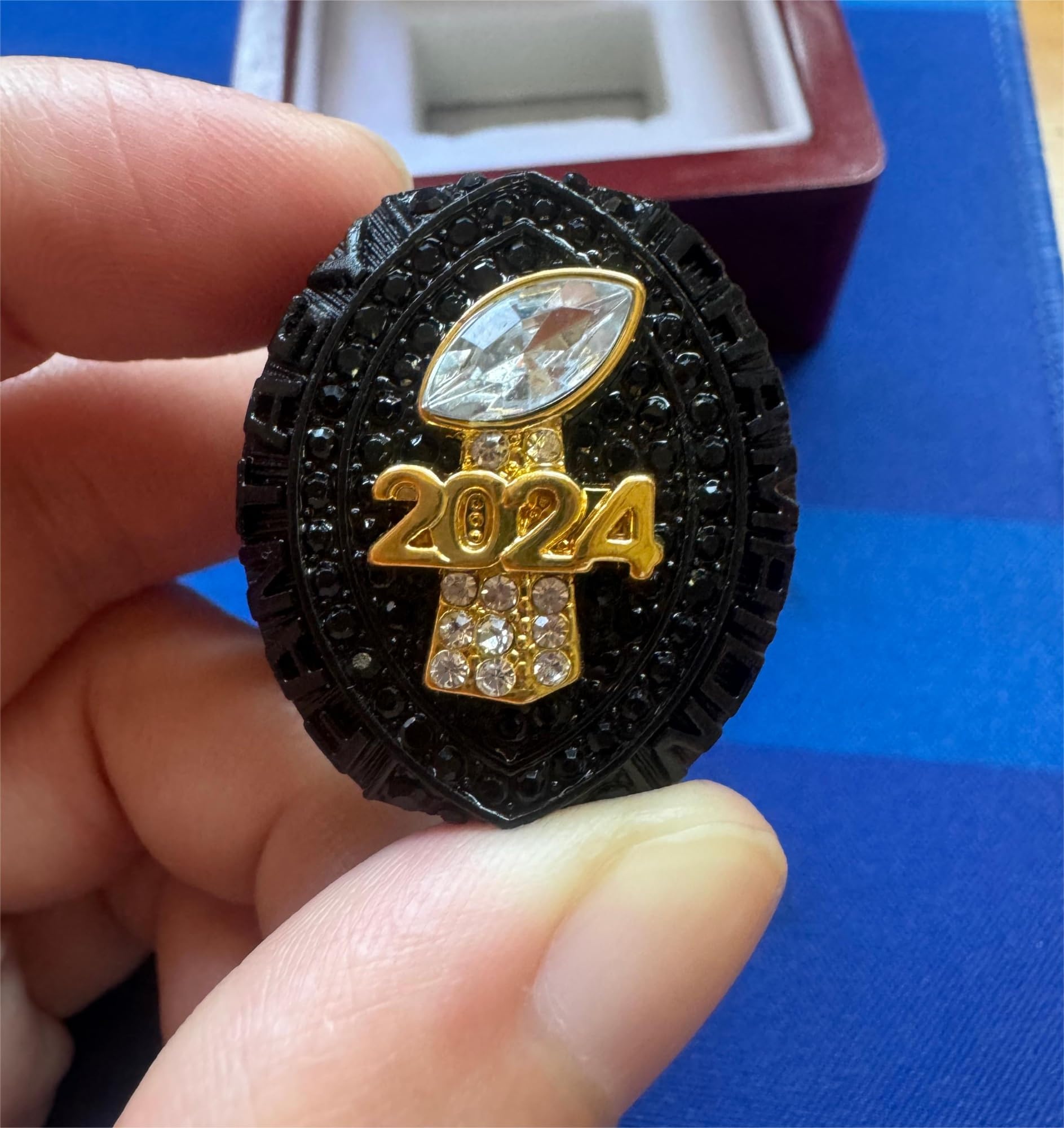2024 Fantasy Football Ring, Meisterschaftsring, FFL-Meisterschaftstrophäe, Geschenkbox, Ring-Displaybox(Black,11)