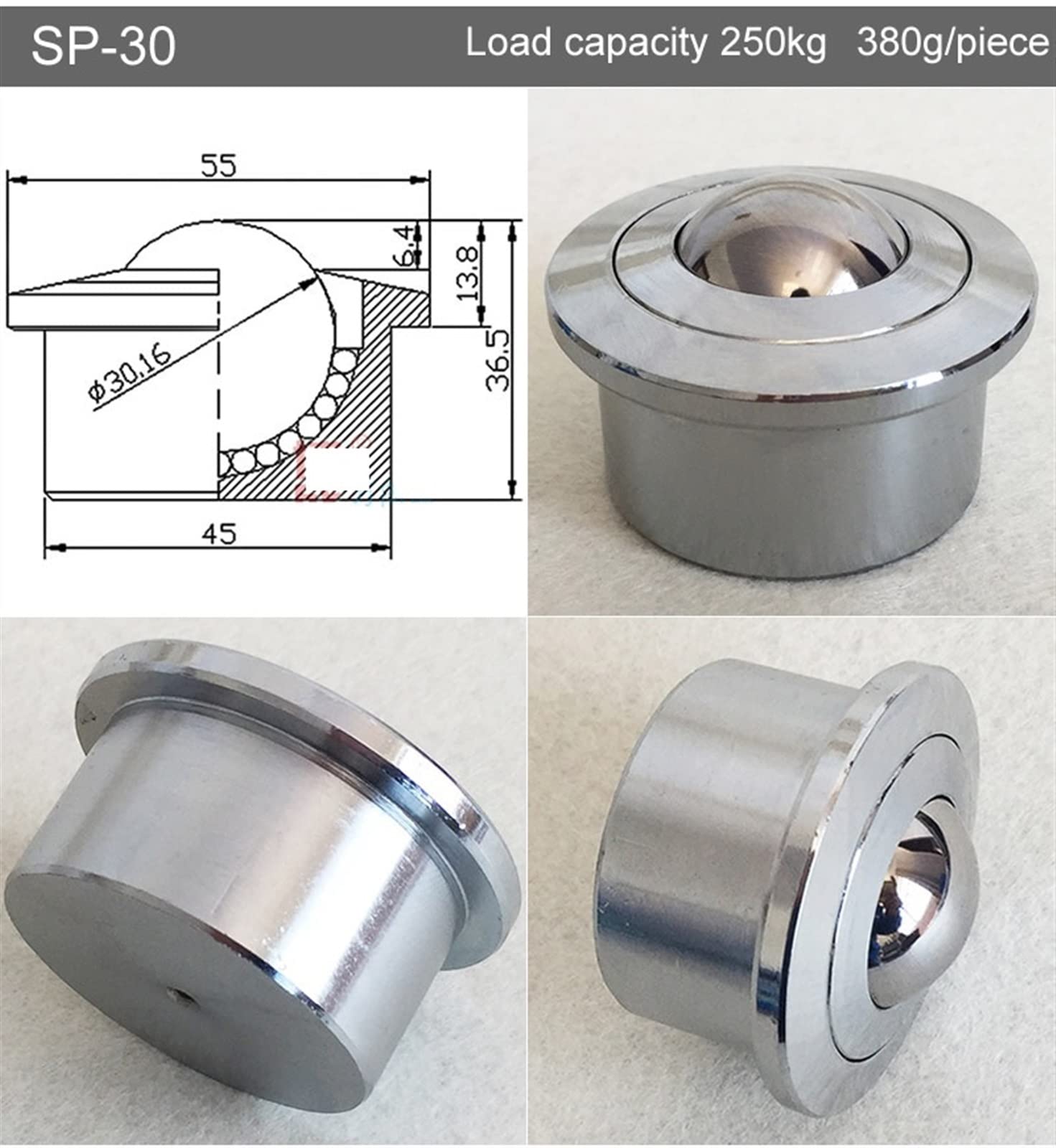 SP-30/40/45 Universal-Kugellagerrollenrad mit Flanschkantenübertragungssystem, Möbelrad, 1 Stück(SP-30)