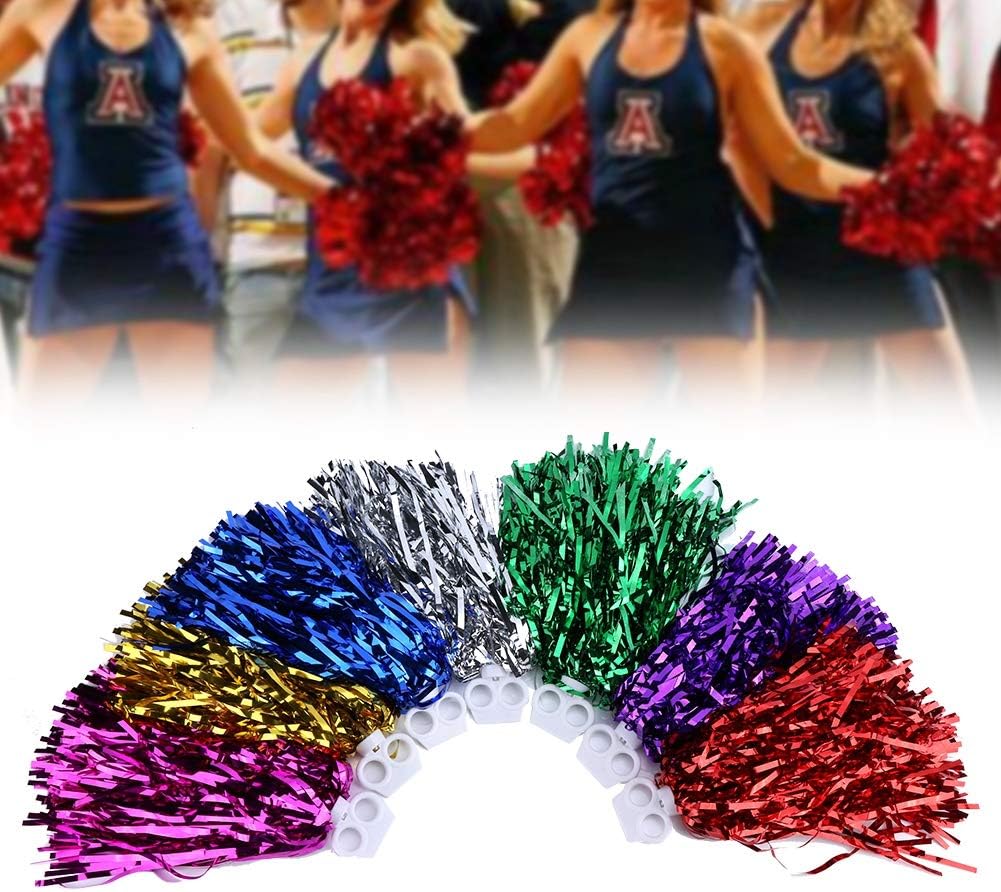 Vbestlife Cheerleader Pom Poms 12pcs Cheerleading Poms Metallic Foil Pom Poms Squad Cheer Sports Party Dance Useful Accessories (Purple) pom poms Cheerleading red : Sports & Outdoors