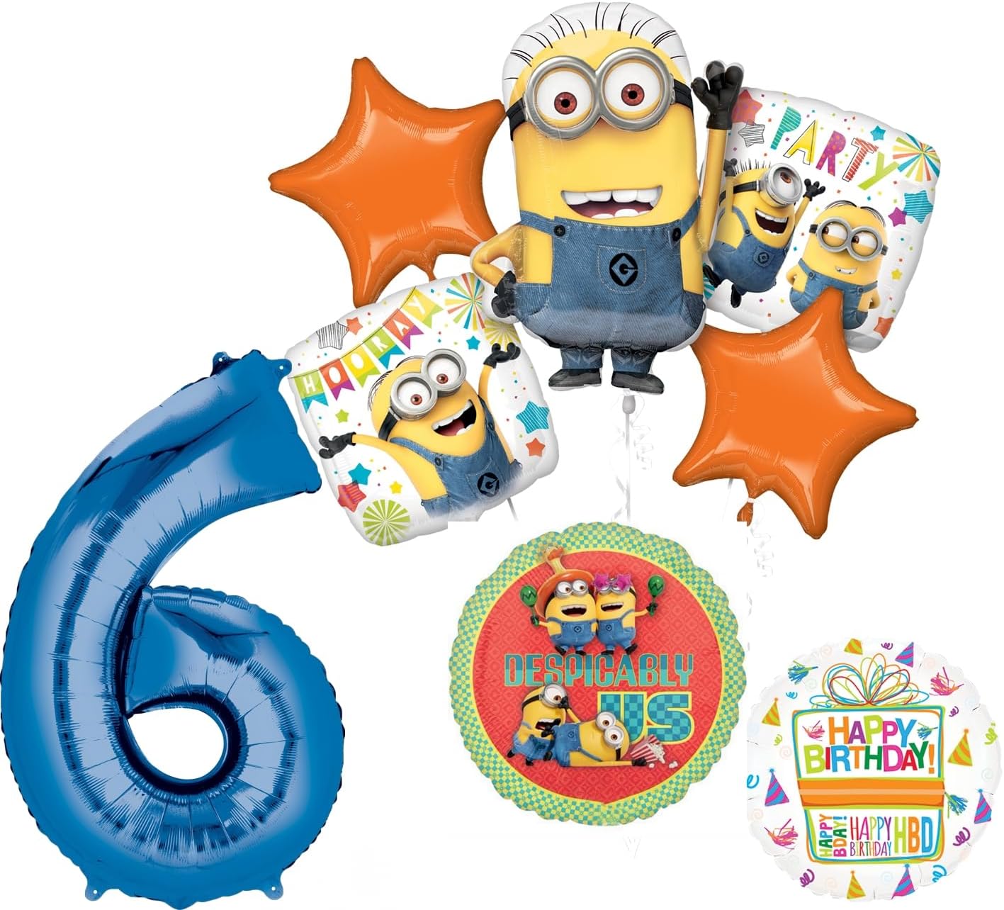 Anagram Descpicable Me Minions 6th Birthday Party Supplies 8 pc Balloon Bouquet Decorations