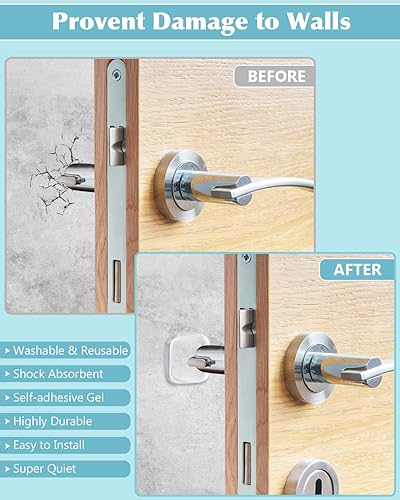 Miniatura 3 de Protector de pared para puerta, reutilizable de 1.57 pulgadas con adhesivo autosuficiente, gel silencioso y absorbente de golpes para el hogar,