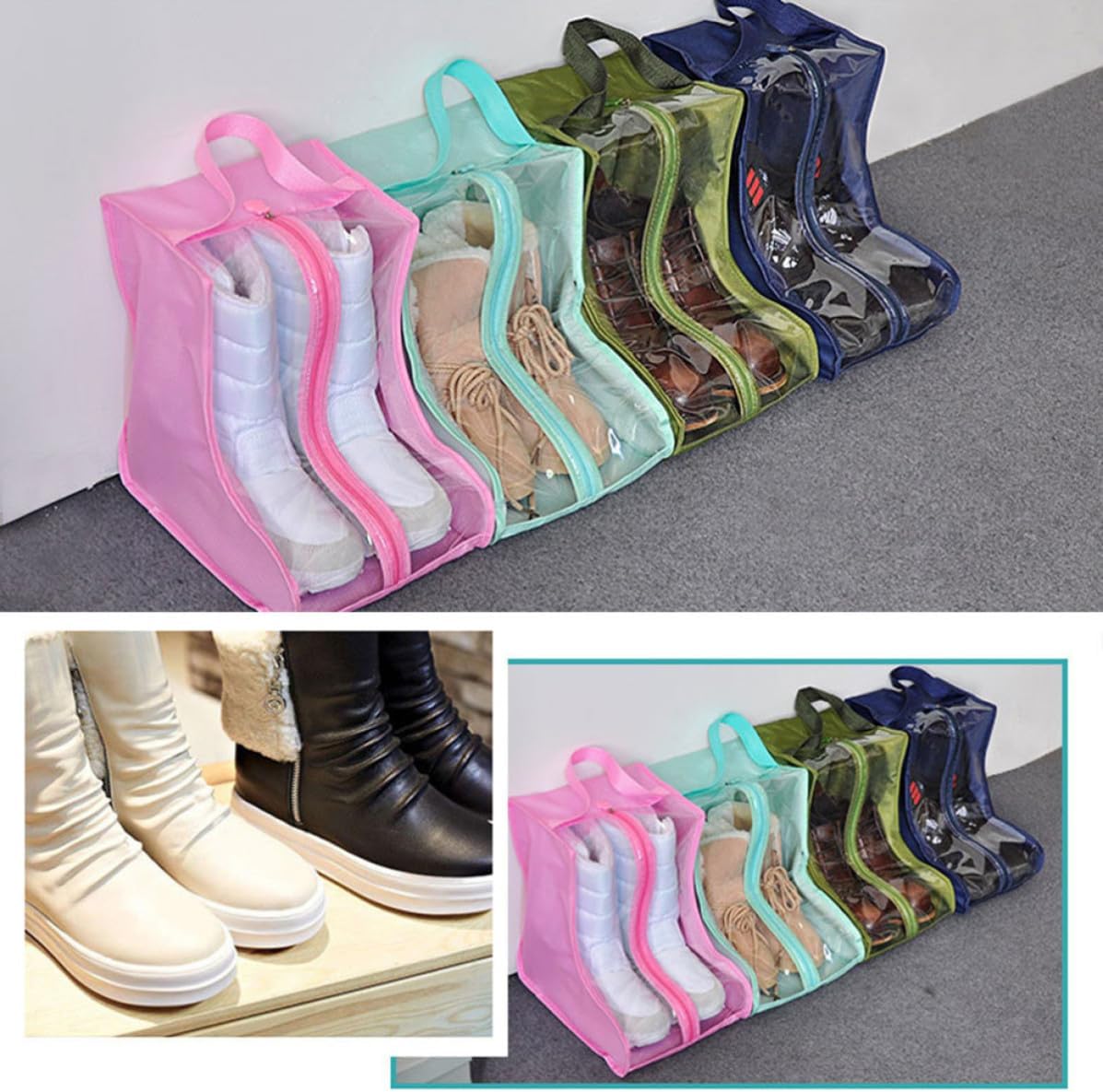 4pcs 4pcs Waterproof Shoe Storage Bag with Window, Oxford Cloth image 5