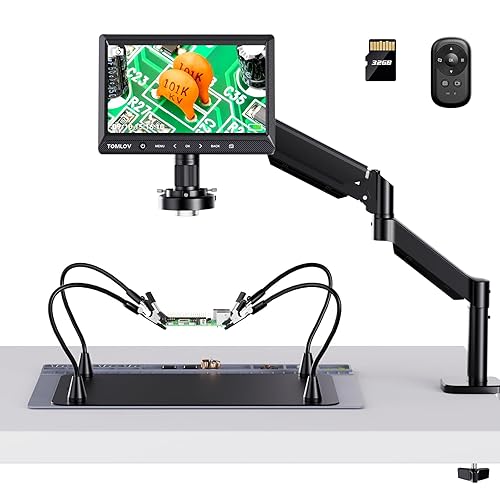 TOMLOV DM702 Flex-S 10.1" Digital Microscope with Soldering Helping Hands
