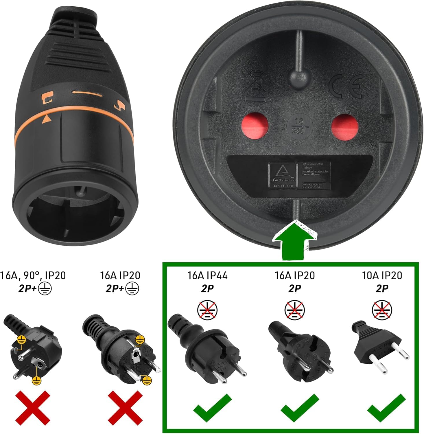 Elektrische Verlenging Voor De Tuin Met Electralock Vergrendelingsmechanisme Zwart Oranje 40 M 2 X 15 Mm