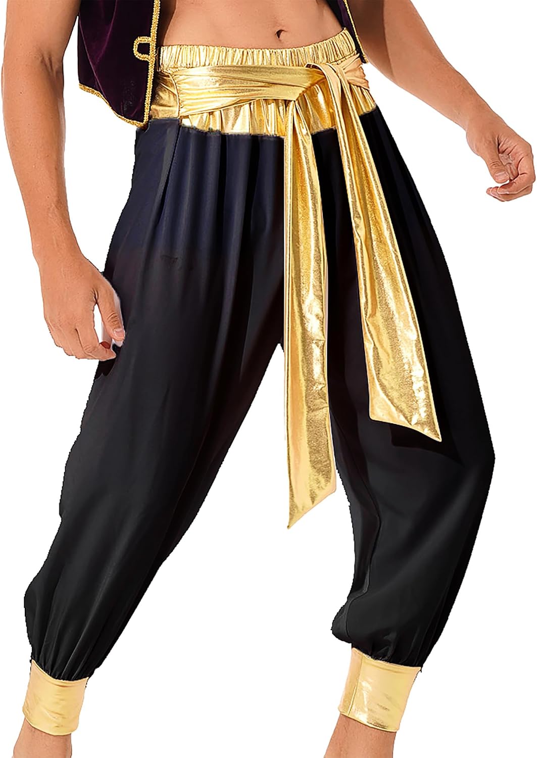 YiZYiF Men's Arabian Prince Costume Harem Pants Loose Hippie Boho Indian Yoga Pants for Fancy Party