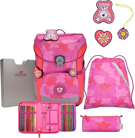 DerDieDas ErgoFlex Easy Set 5-teilig, leichter Schulranzen für die Grundschule – stabil, sicher & ergonomisch,...