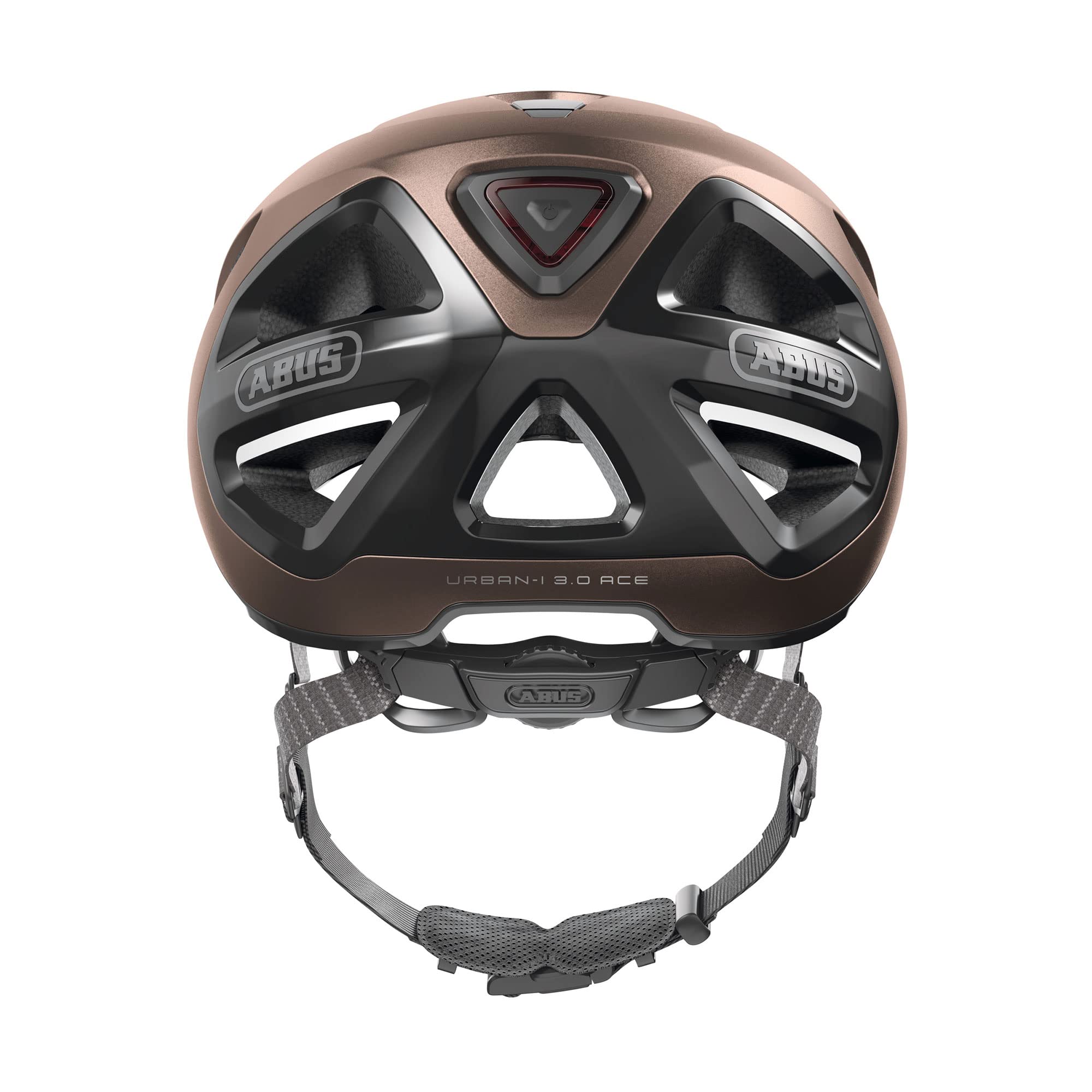 ABUS Stadthelm Urban-I 3.0 ACE - sportlicher Fahrradhelm mit LED-Rücklicht, verlängertem Schirm und Magnetverschluss - für Damen und Herren