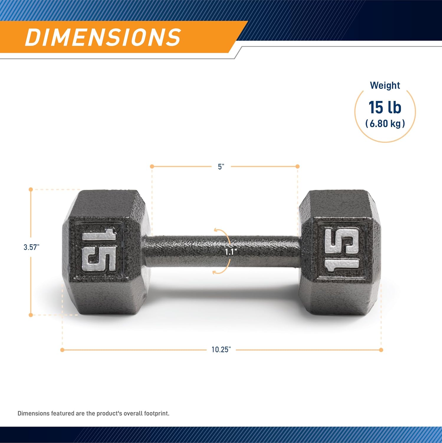 Marcy Cast Iron Hex Dumbbells Collection - Available size from 3-lb to 100-lb, SOLD INDIVIDUALLY Marcy Cast Iron Hex Dumbbells Collection - Available size from 3-lb to 100-lb, SOLD INDIVIDUALLY
