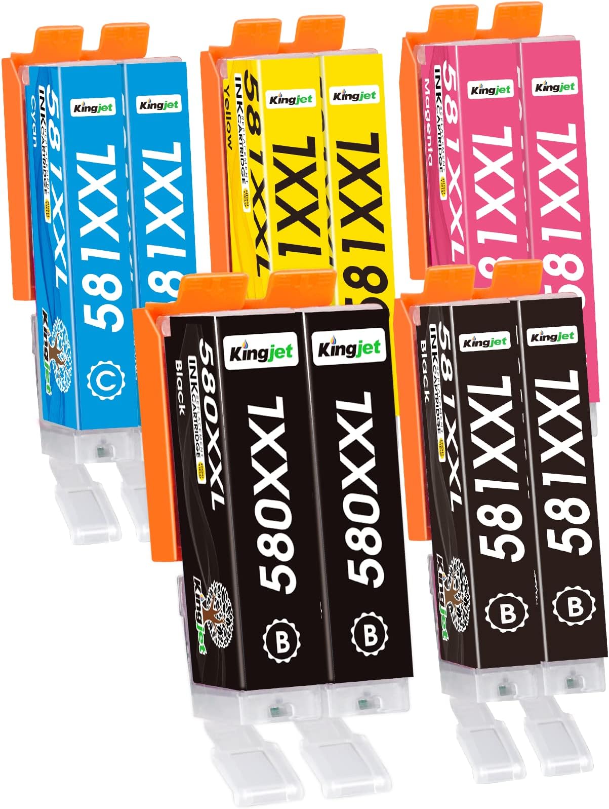 ONLYU PGI 580 XXL CLI 581 XXL Cartucho De Tinta Compatible Para Canon 580 Para Canon 581 Para PIXMA TS6150 TS6151 TR7550 TR8550 TS6250 TS6351 TS6350 TS6251 (2PGBK 2Negro 2Cian 2Magenta 2Amarillo