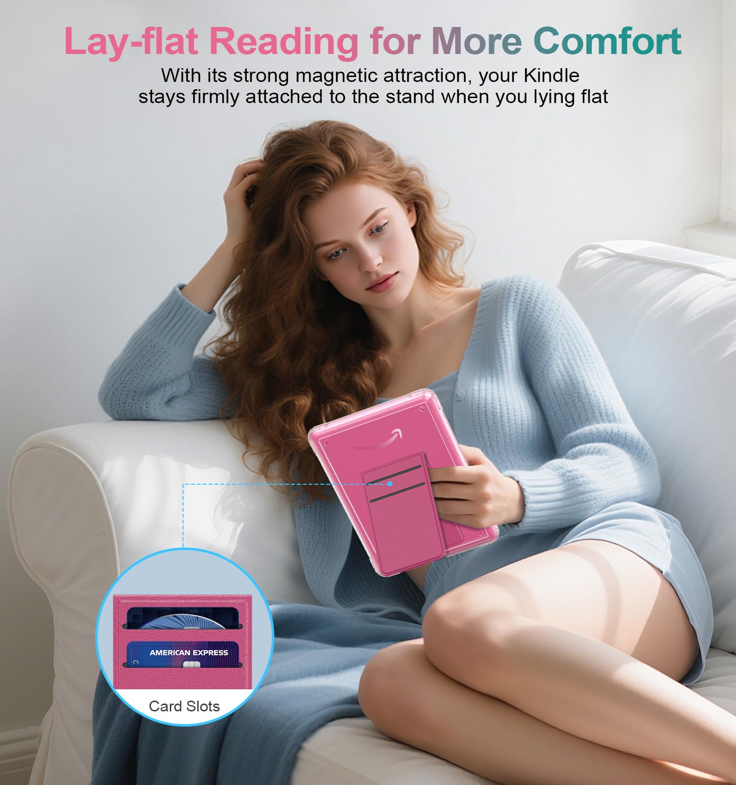 MoKo Hoes Voor Kindle Paperwhite 12th Gen 2024 & Colorsoft – Doorzichtig Met Afneembare Standaard En Draadloos Laden
