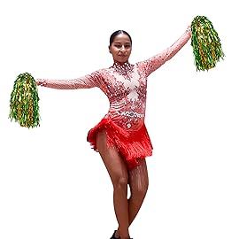 baotongle 12 PCS Cheerleading Squad Spirited Fun Poms Pompoms Cheer Costume Accessory for Party Dance Sports (Green Gold)