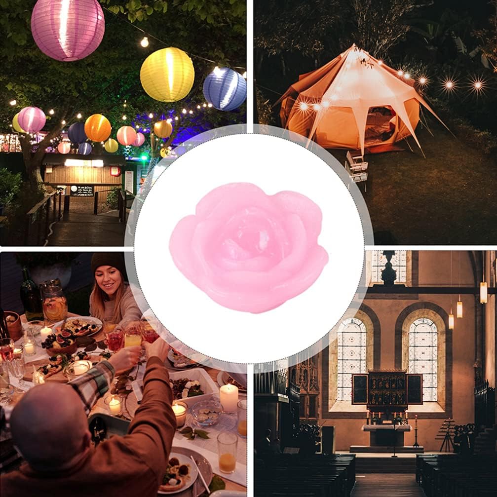 Lurrose 5Pcs Floating Romantic Rose Shape Candles Flower Paraffin Candles Party Ornament Home Decorations for Valentines Day Wedding Party Favor - Image 5