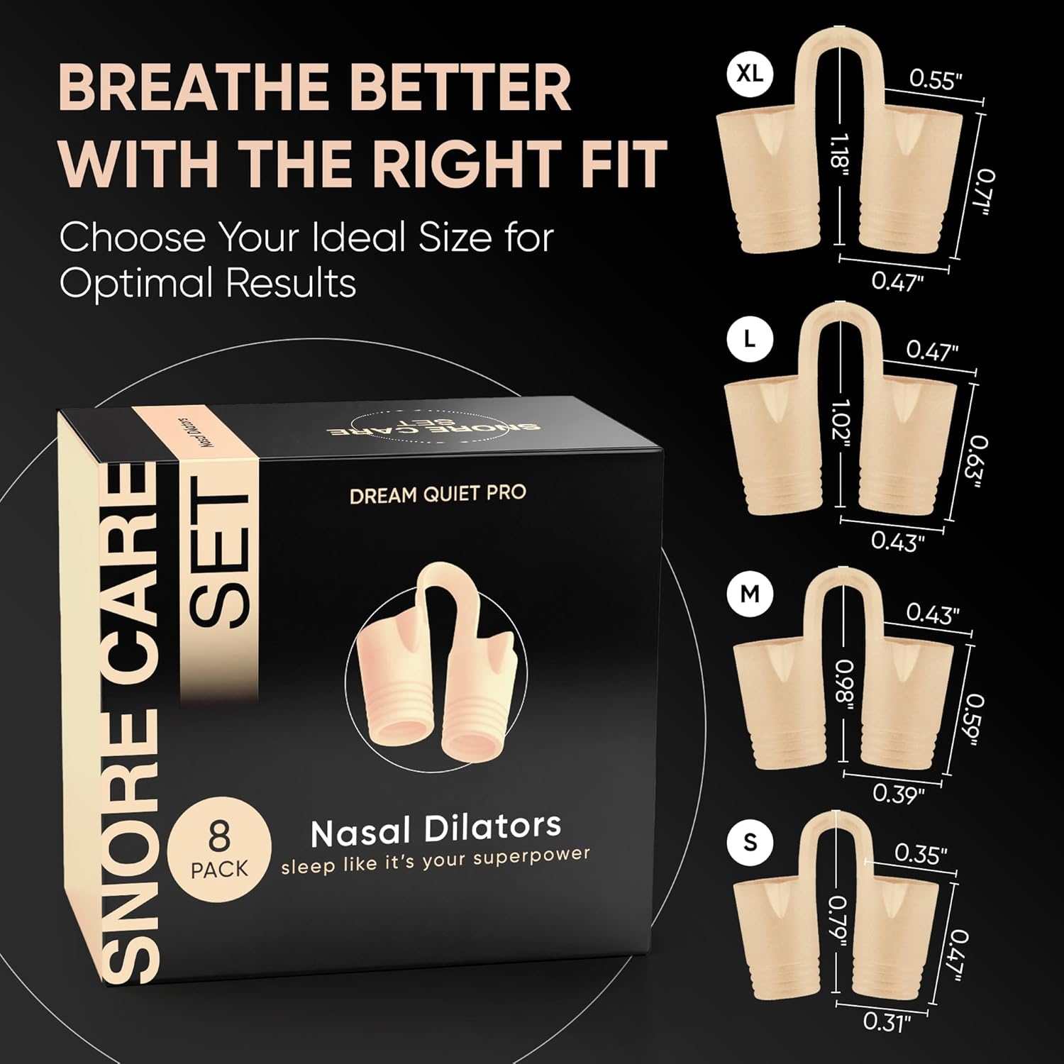 Anti Snoring Devices – Nasal Dilators - Nose Clips for Snore Relief & Better Sleep – Comfortable Silicone Snore Stopper – Anti Snoring Nose Vents – Both Men and Women 8 Pack (Creamy Nude) - Image 5