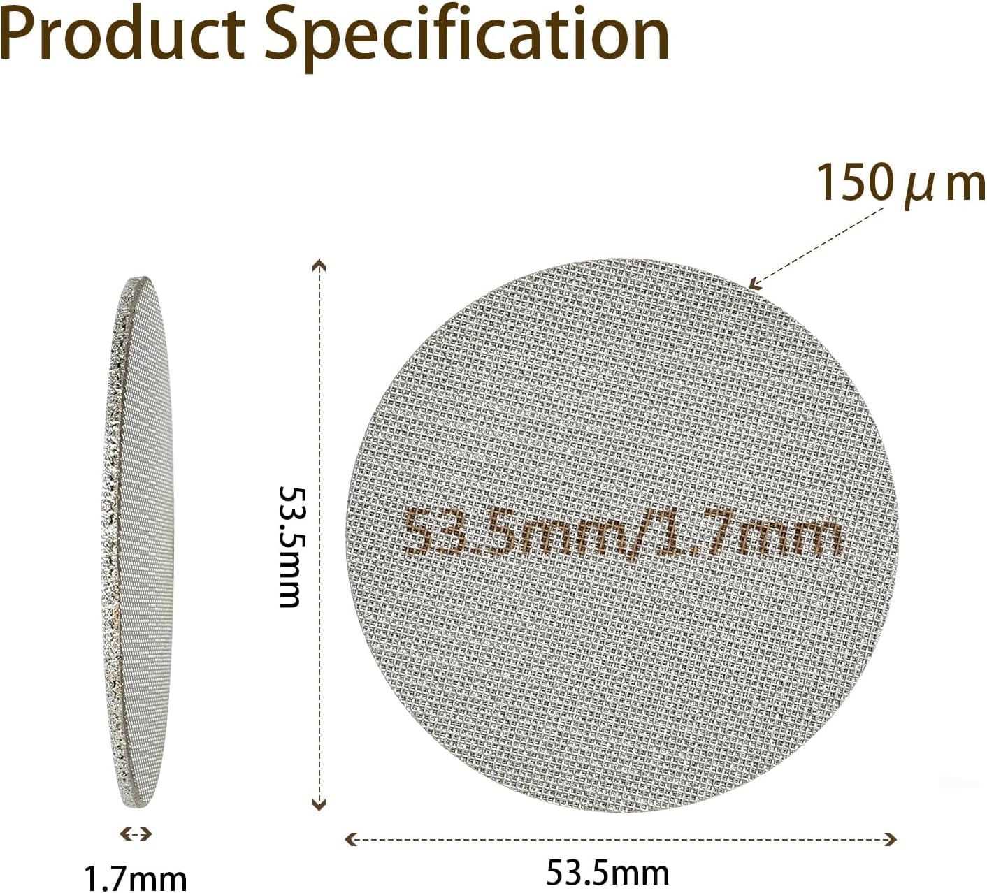2 Schermi Portafilter Per Caffè Espresso 53.5 Mm | In Acciaio Inox 316 Spesso 1,7 Mm