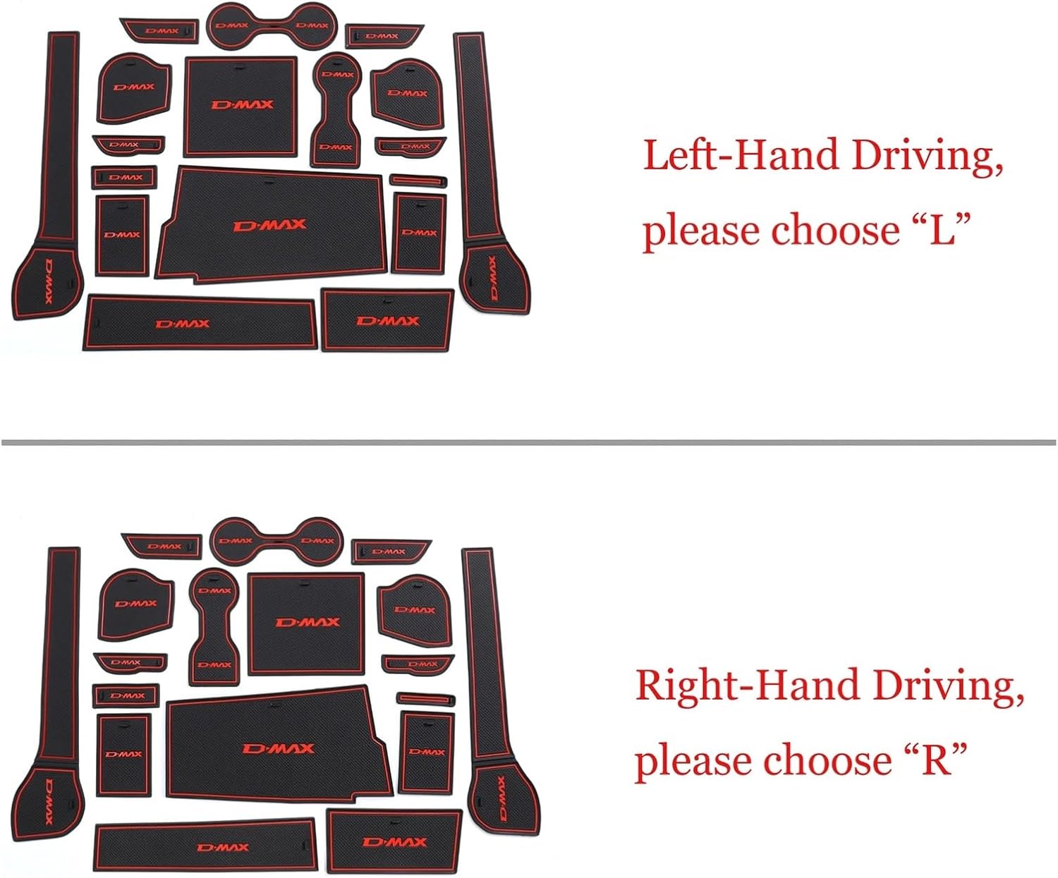 Compatible with Isuzu D-MAX 2021-2024 DMAX Anti-Slip Gate Slot Cup Mat Non-Slip Door Groove Pad Car Interior Accessories Coaster(21DMAX Black-L)