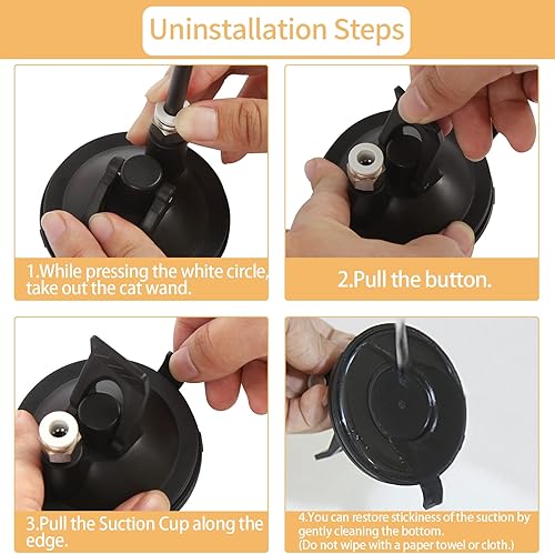 Miniatura 5 de Cat Toys - Varita interactiva con súper ventosa, 9 piezas de recambio de 2 varillas para interiores (varita de gato con ventosa)