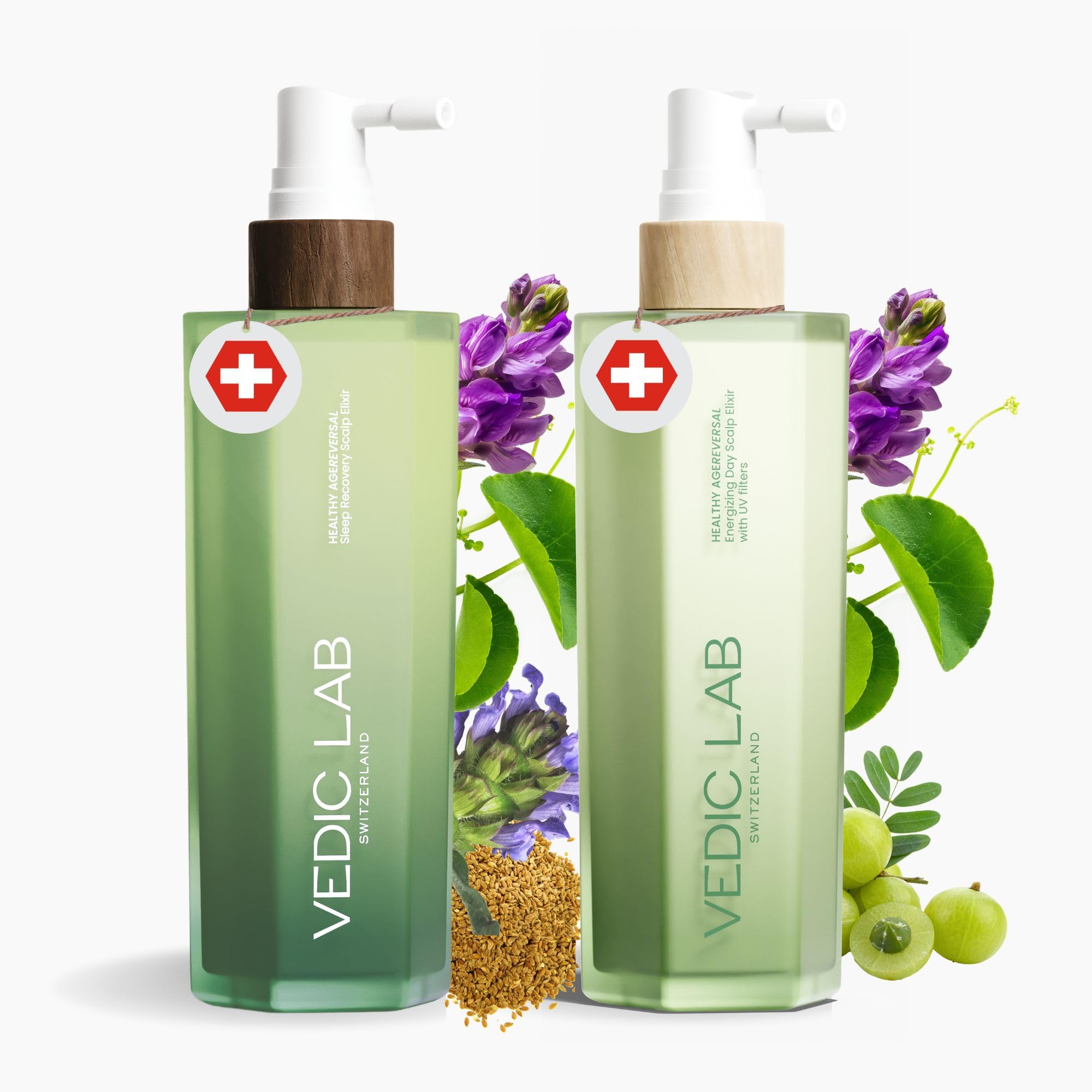 Haarvolles Fest - Nacht- und Tages-Kopfhaut-Elixier für Frauen - Anti-Haarausfall-Serum mit ayurvedischen Kräutern und Schweizer Biotechnologie - 0% Minoxidil - 24-Stunden-Kopfhautpflege