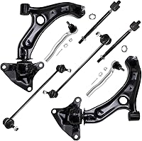 Detroit Axle 8pc Front Suspension Kit for 2009-2014 Honda Fit - Control Arms w/ Ball Joints, Sway Bar Links, Inner/Outer Tie Rods