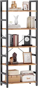 DUMOS 5-Tier Bookshelf, Modern Tall Bookcase