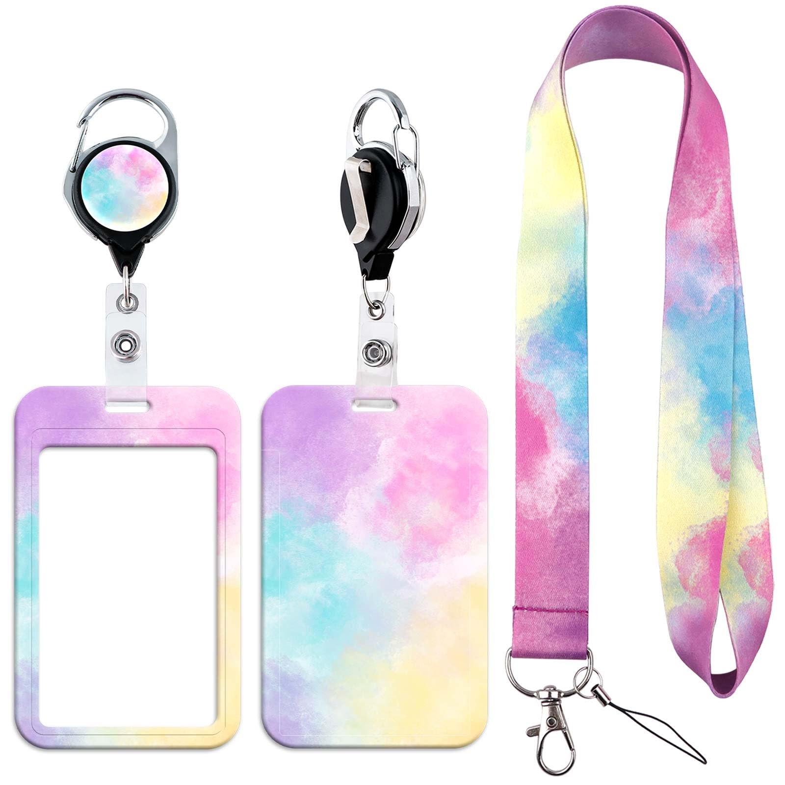 Watercolour Retractable Lanyard Card Holder Set including Stylish Design, Durable