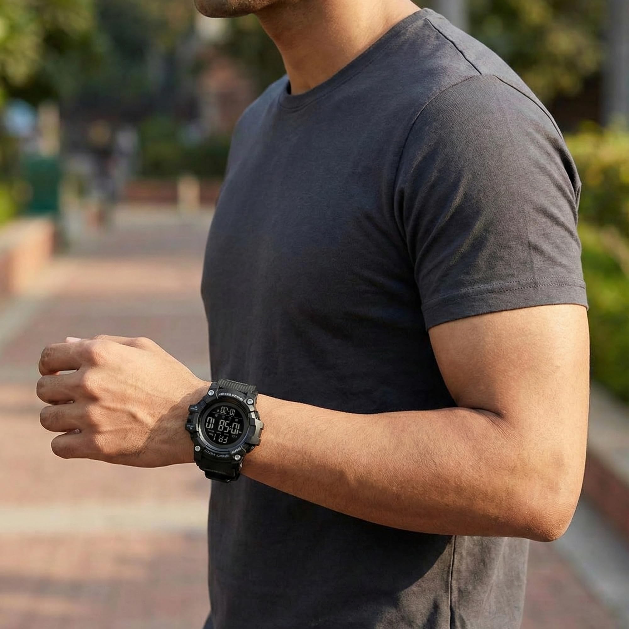 SKMEI Herren Digital Sportuhr Große Zahlen wasserdichte Stoppuhr Countdown LED Military Armbanduhren für Männer