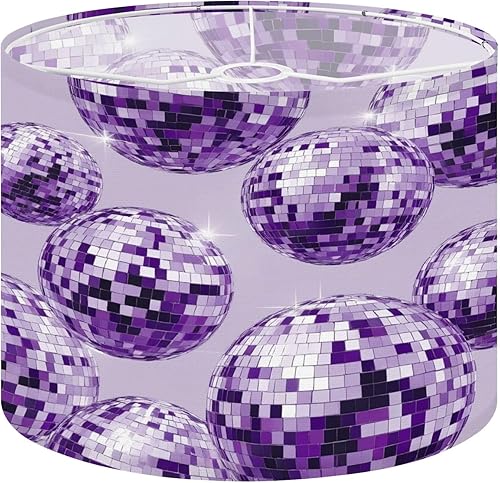 boho Lampshades Lamp Shades 11"x11"x9" Preppy Disco Ball Trendy Purple Funky Coquette Disco Balls Mirror Light Shade for Table Lamps Floor Lamps