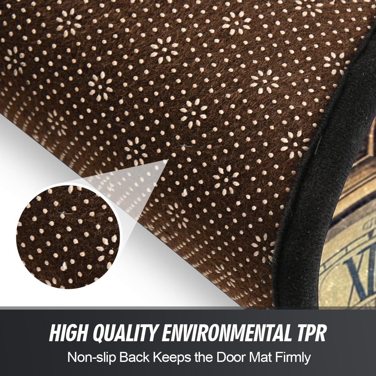 ヴィンテージラグ #2031 – RUGHAUS ヴィンテージ懐中時計デザイン ラウンドエリアラグ 3フィート ソフト 滑り止め 洗濯可能 キッチン リビングルーム ベッドルーム バ