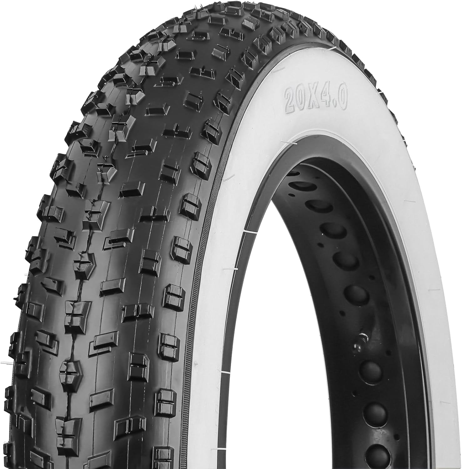 MOHEGIA Fat Tire,20x4.0 inch Fat Bike Tire,High-Performance and All-Terrain Folding Replacement MTB Bicycle Tire with Street or Trail Riding (White Side wall)