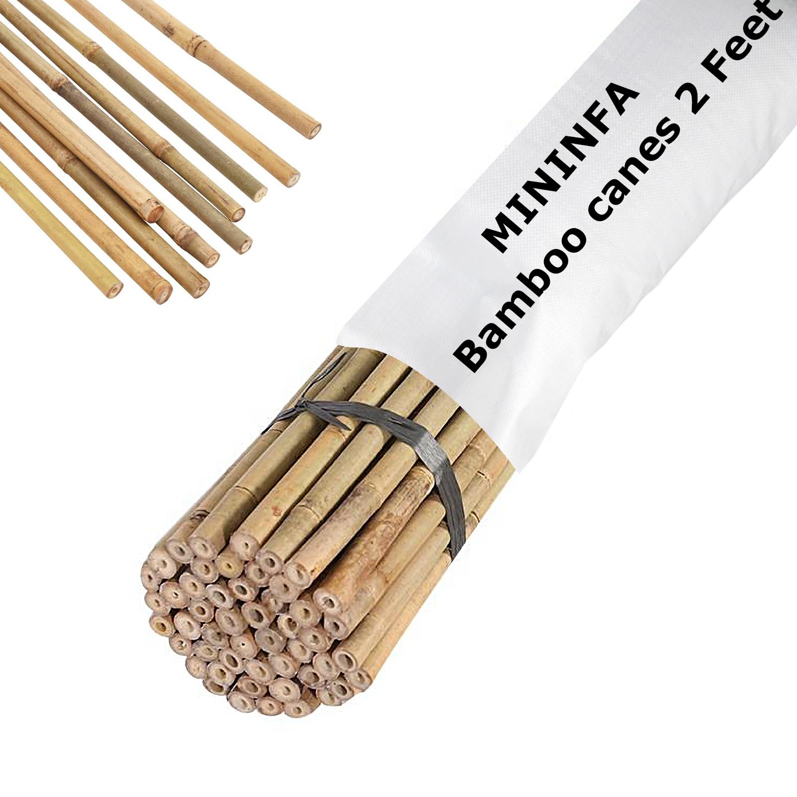 Mininfa Varillas de bambú natural de 60 cm, 50 unidades