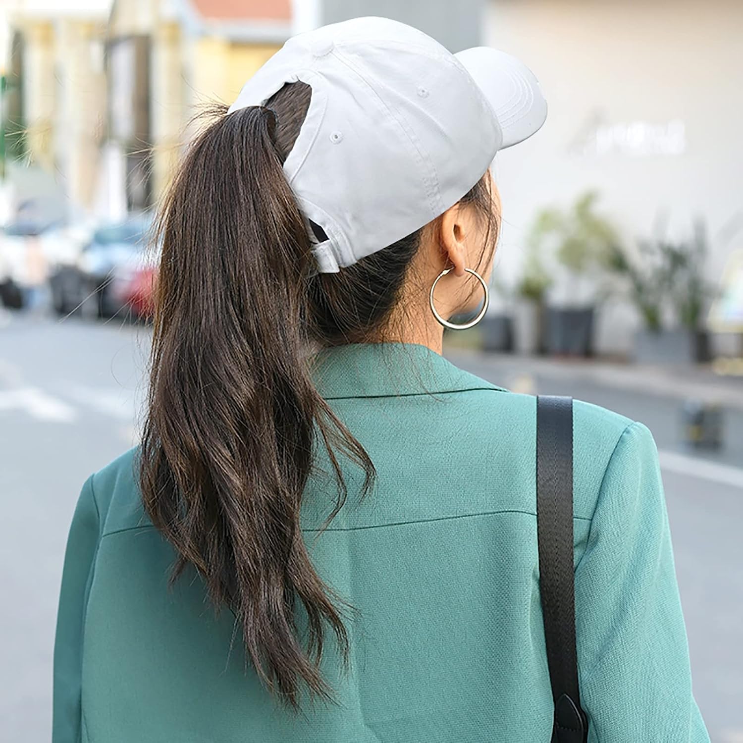 INOGIH Women Distressed High Bun Ponycaps Baseball-Hat Girls Cotton Ponytail Baseball-Cap Adjustable
