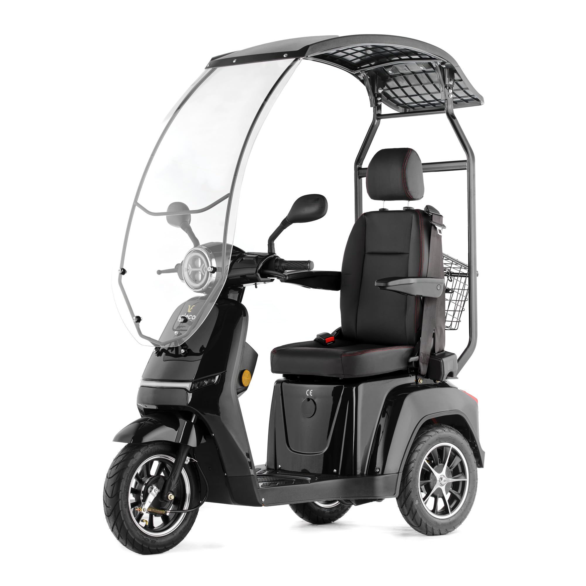 VELECO TURRIS con asiento de capitán ajustable y con techo y parabrisas, intuitivo y fácil de manejar. Dispositivo de movilidad completamente montado, ayuda para personas con discapacidad (Gris)