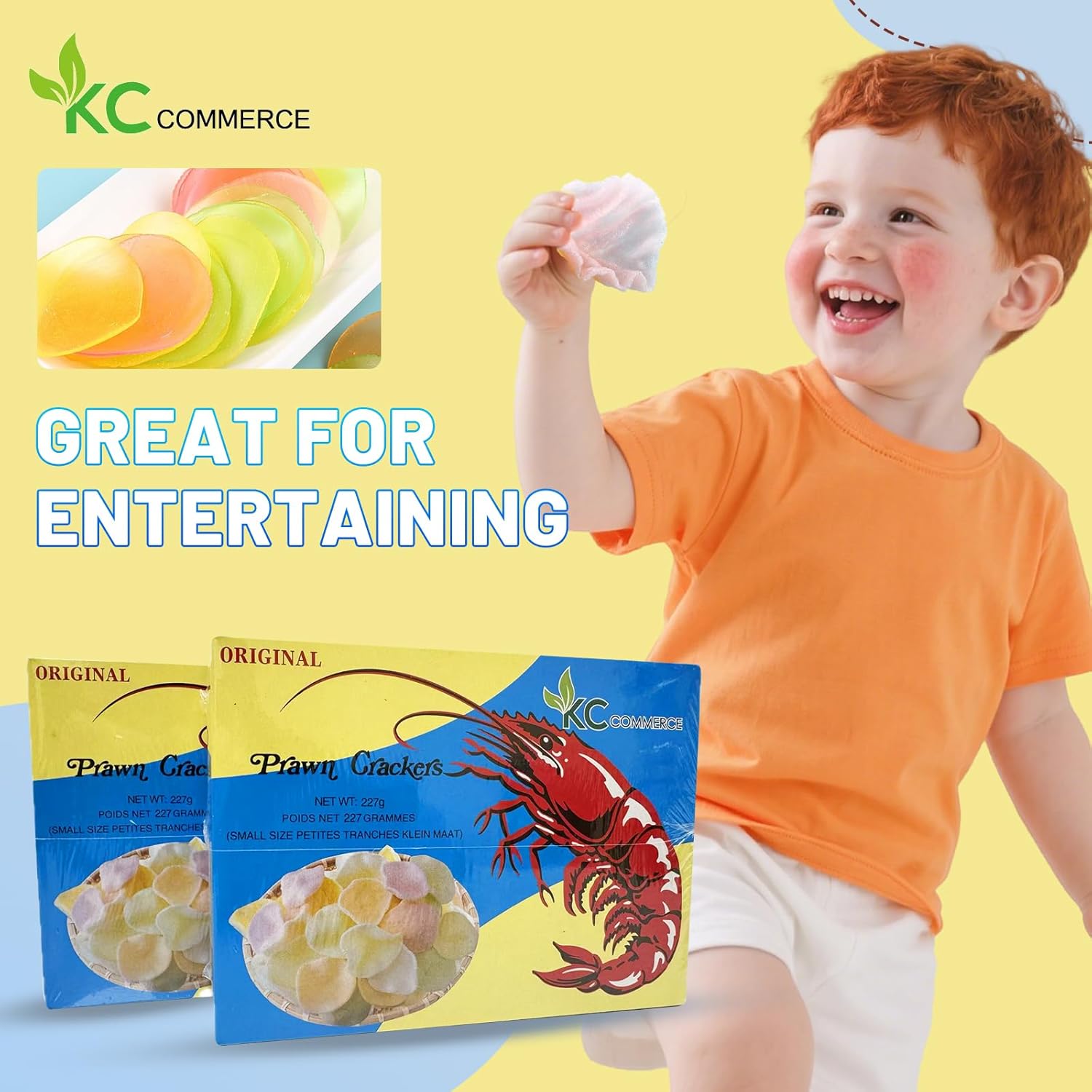 KC Commerce Uncooked Prawn Crackers, 5 LB Family Size, Crispy and Delicious Shrimp Chips for Party Appetizers and Snacks, Cook and Serve, Multi Color