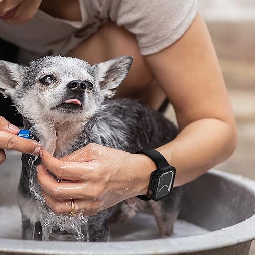 Miniatura 6 de Paquete de 2 fundas impermeables 2 en 1 para Apple Watch Series SE SE2 6 5 4 de 1.575 pulgadas, borde recto PC parachoques delantero y trasero con