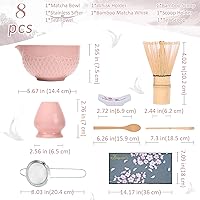 Vista 3 de Joyscale Matcha Whisk Set, Matcha Set Whisk And Bowl, 8 Pcs Matcha Kit Set(Texture Design), 16 OZ, Japanese Matcha Tea Set, Matcha Making Kit Gifts