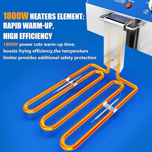 Miniatura 4 de Freidora Eléctrica Profunda de 6L con Envase de Aceite Extraíble y Asa, Cesta de Malla de Alambre Sólido y Tapa, Freidoras Comerciales Ligeras para