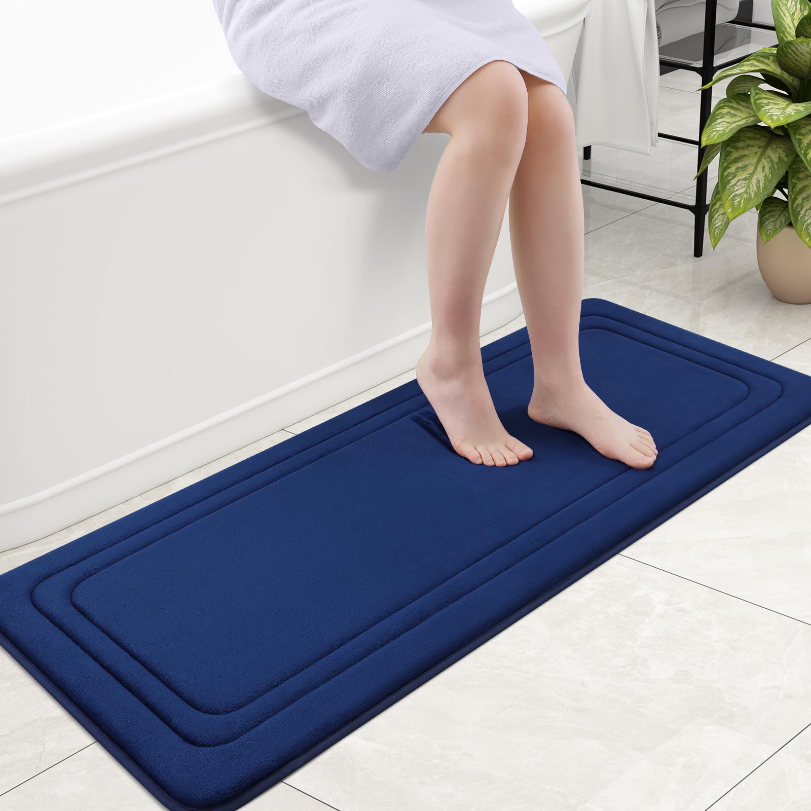 Grandaily Memory Foam Bath Mat Rug 47x20, Ultra Soft, Non-Slip and Absorbent Bathroom Rugs, Machine Wash Dry, Comfortable Bath Carpet for Bathroom