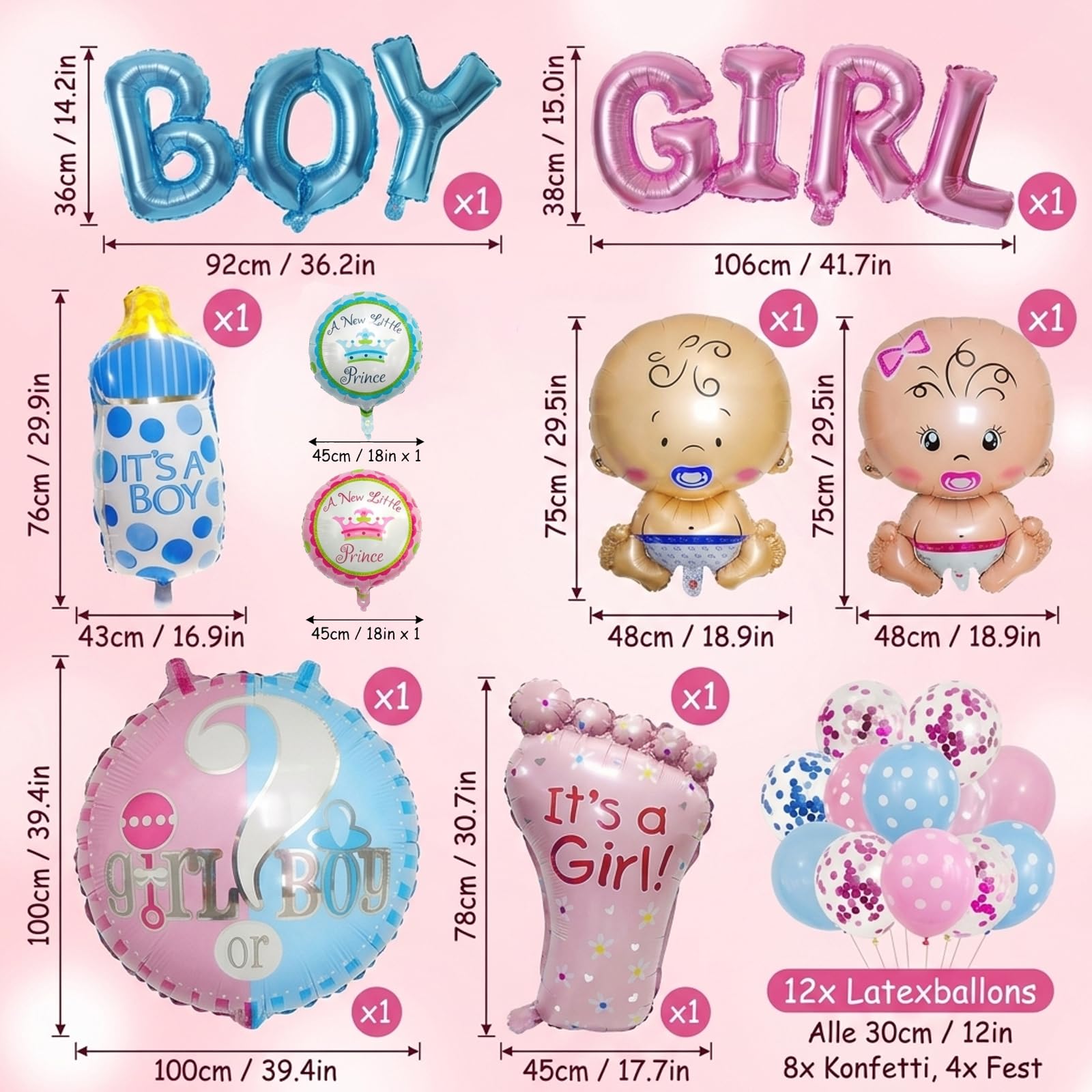 9 Gender Revealing Balloons, Gender Announcement Baby Party Decorations, Boy or Girl Balloons, Ideal Decorations for Baby Showers and Celebrations, Easy to Handle and Reuse — view 2