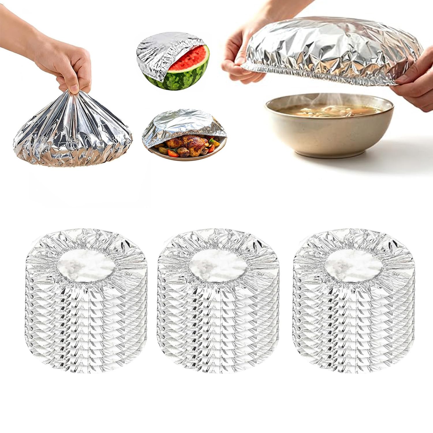 Reusable Aluminum Foil Elastic Food Covers (30)