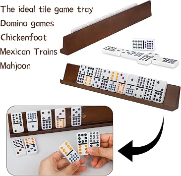 Bucher&Rossini Domino Racks 4packs - Authored Design Nut Brown Tile Holders for Dominoes Set Mexican Trains Mahjoon Chickenfoot
