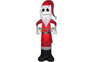 Holiday Gemmy 5.5' Christmas Inflatable Jack Skellington Holding Christmas Lights Indoor/Outdoor Decoration, Multi