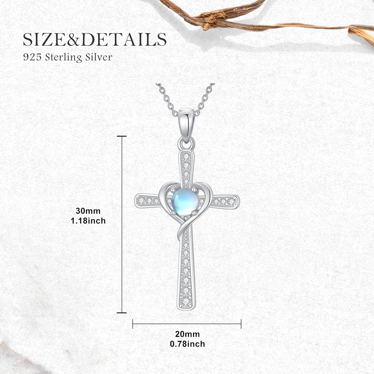 Cross Necklace for Women 925 Sterling Silver Moonstone Cross Religious Pendant Ladies Jewelry Gifts - Image 5