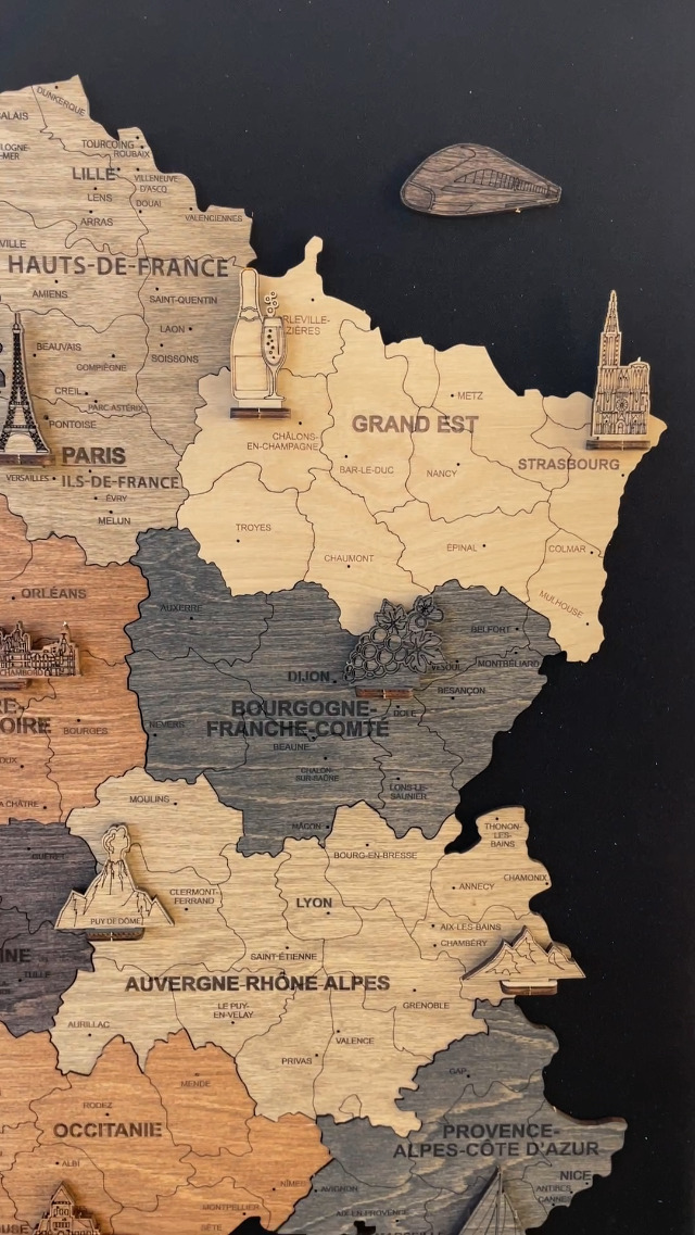 Carte De Pays En Bois Décoration Murale 3D Carte De La France