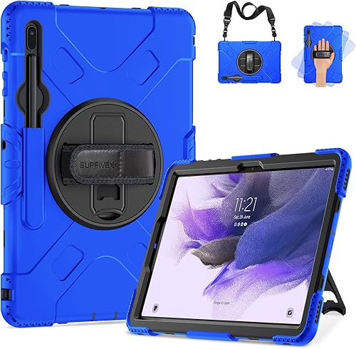 SUPFIVES Funda para Samsung Galaxy Tab S7 FE de 12.4 pulgadas 2021 Grado militar mejorado funda protectora de silicona suave de cuerpo completo -