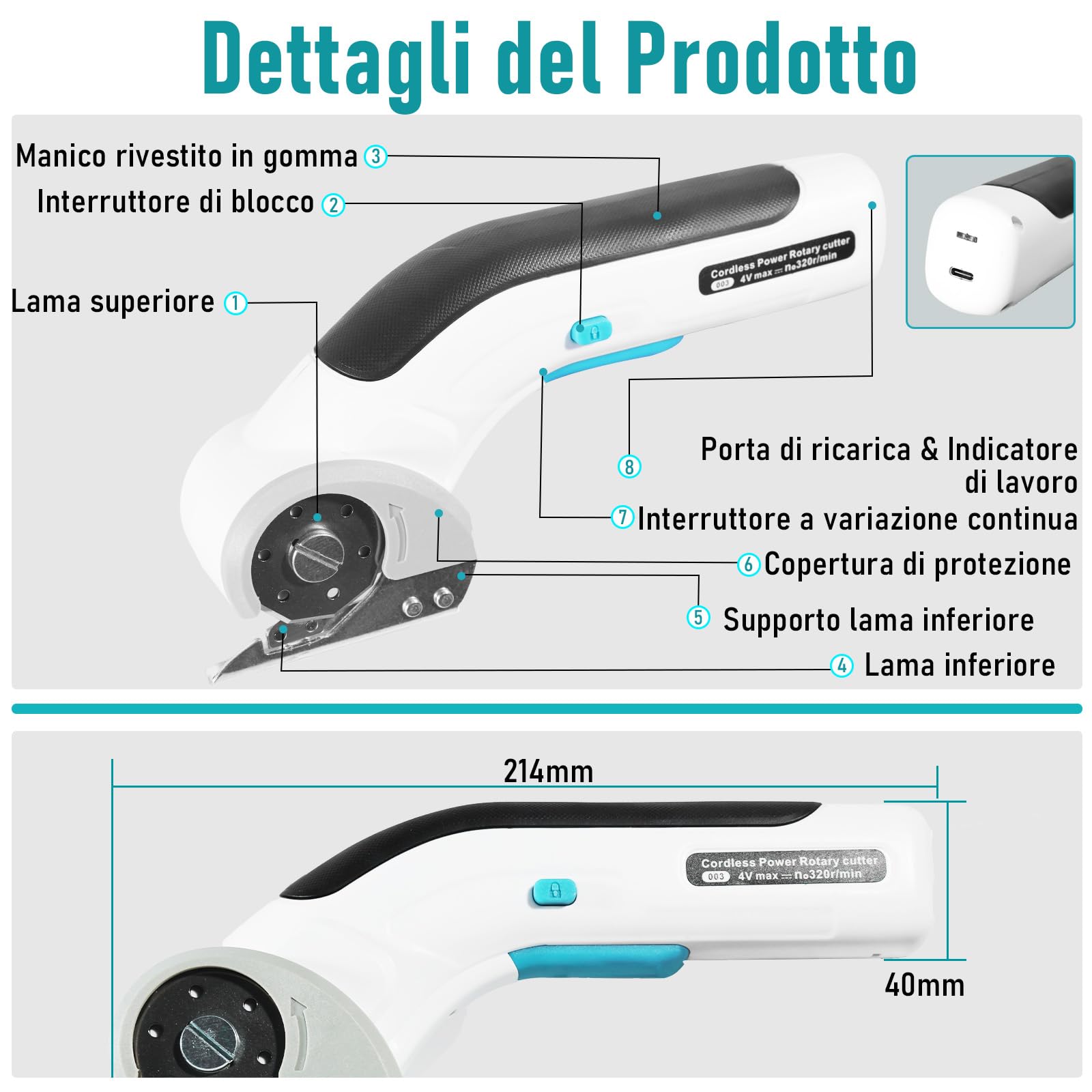 Taglierina per Cartone 3,7 V Forbici Elettriche,Taglierina per Cartone Elettrica con Batteria da 2000 mAh,Taglierina Universale con 2 Lame Autoaffilanti per Cartone,Moquette,Pelle,Feltro e Plastica