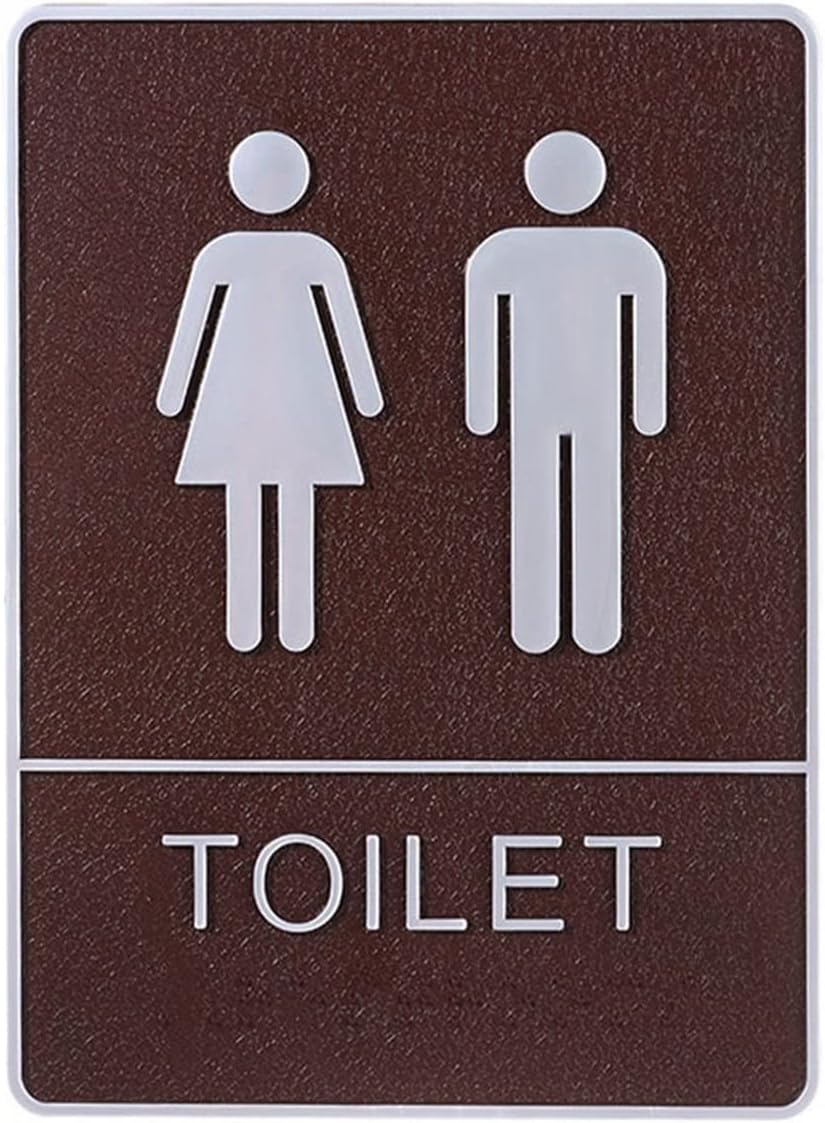 Sign Toilet Sign Sticker Self-Adhesive Removable, Imitation Leather Man&Woman Toilet Painting Plate Bar Pub Wall Decoration Crafts,Women Men-1pc