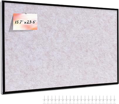 Felt Bulletin Board 23.6 x 15.7 Inch Black Frame, Corkboard Alternative for Vision Board, Wall-Mounted Notice Board with 20 Push Pins, Home, Office & Classroom Organization Light Camel