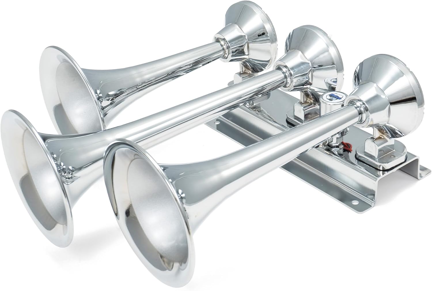 HornBlasters Flatlaw 3-Liter Train Horn Kit, All-In-One Air System - Easy Install - Big Sound - 12V (Chrome)