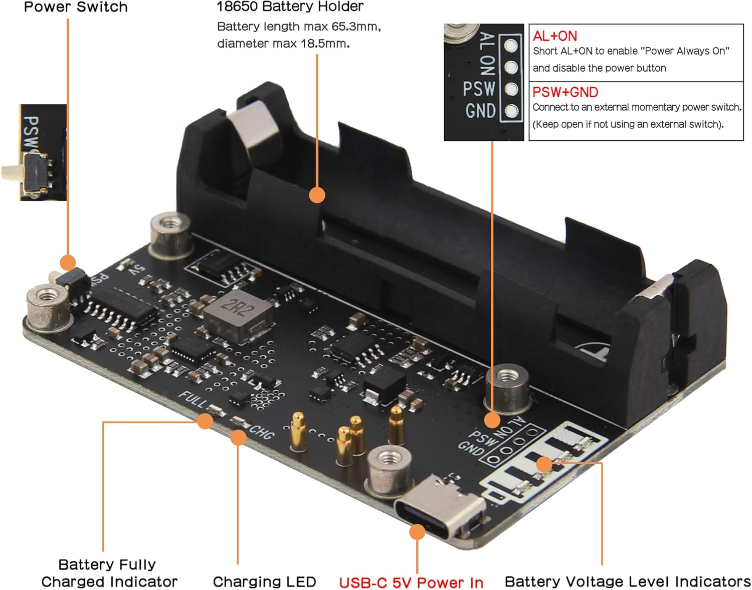 Geekworm X306 V1.5 UPS Expansion Board for Raspberry Pi Zero 2W (Not Include Raspberry Pi&Battery)