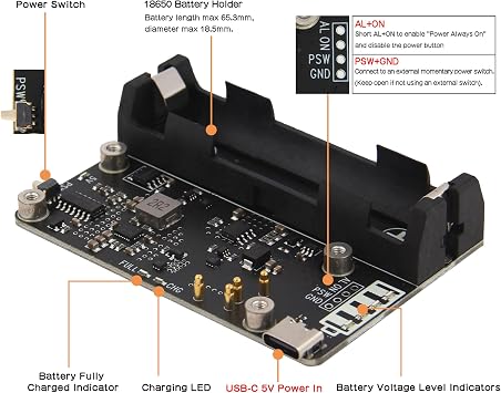 Geekworm X306 V1.5 5V UPS Expansion Board for Raspberry Pi Zero 2W | Max 5.1V 4A Backup Power, Not Include Raspberry Pi and Battery